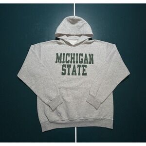 Vintage Michigan State Spartans‎ Hoodie Sweatshirt Men's Large Gray Spell Out
